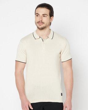 regular fit polo t-shirt with spread collar