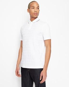 regular fit polo t-shirt with tonal all-over jacquard logo