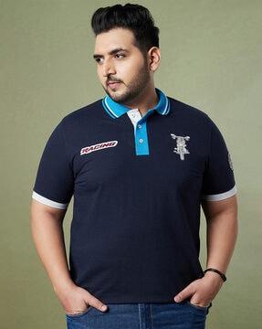 regular fit polo t-shirt with typographic applique