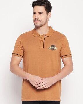 regular fit polo t-shirt with typographic print