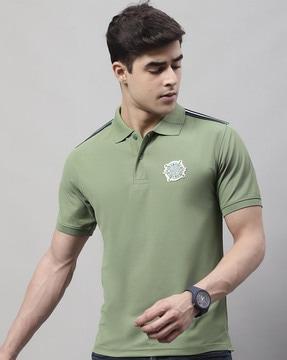 regular fit polo t-shirt with wanderlust applique