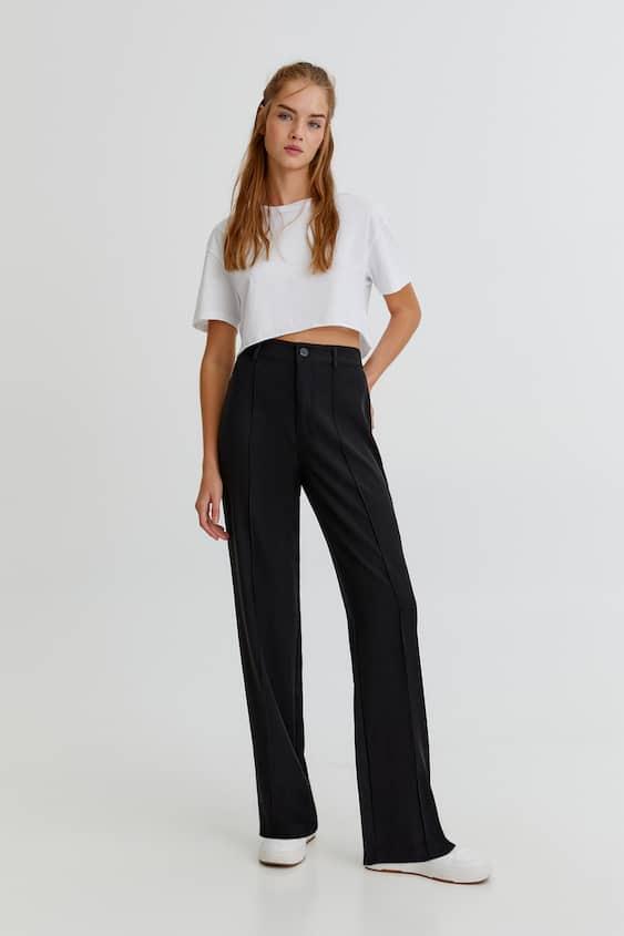 regular fit poly trouser