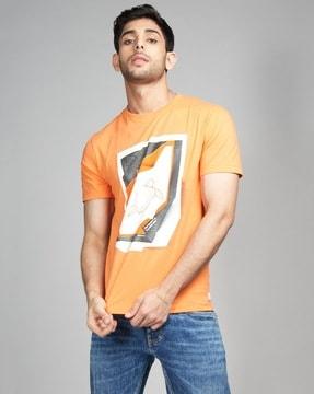 regular fit printed cotton crew-neck t-shirt