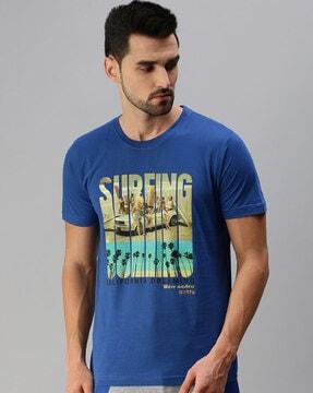 regular fit printed crew-neck t-shirt with short sleeves