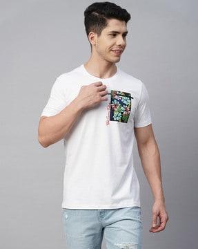 regular fit printed crew-neck t-shirt