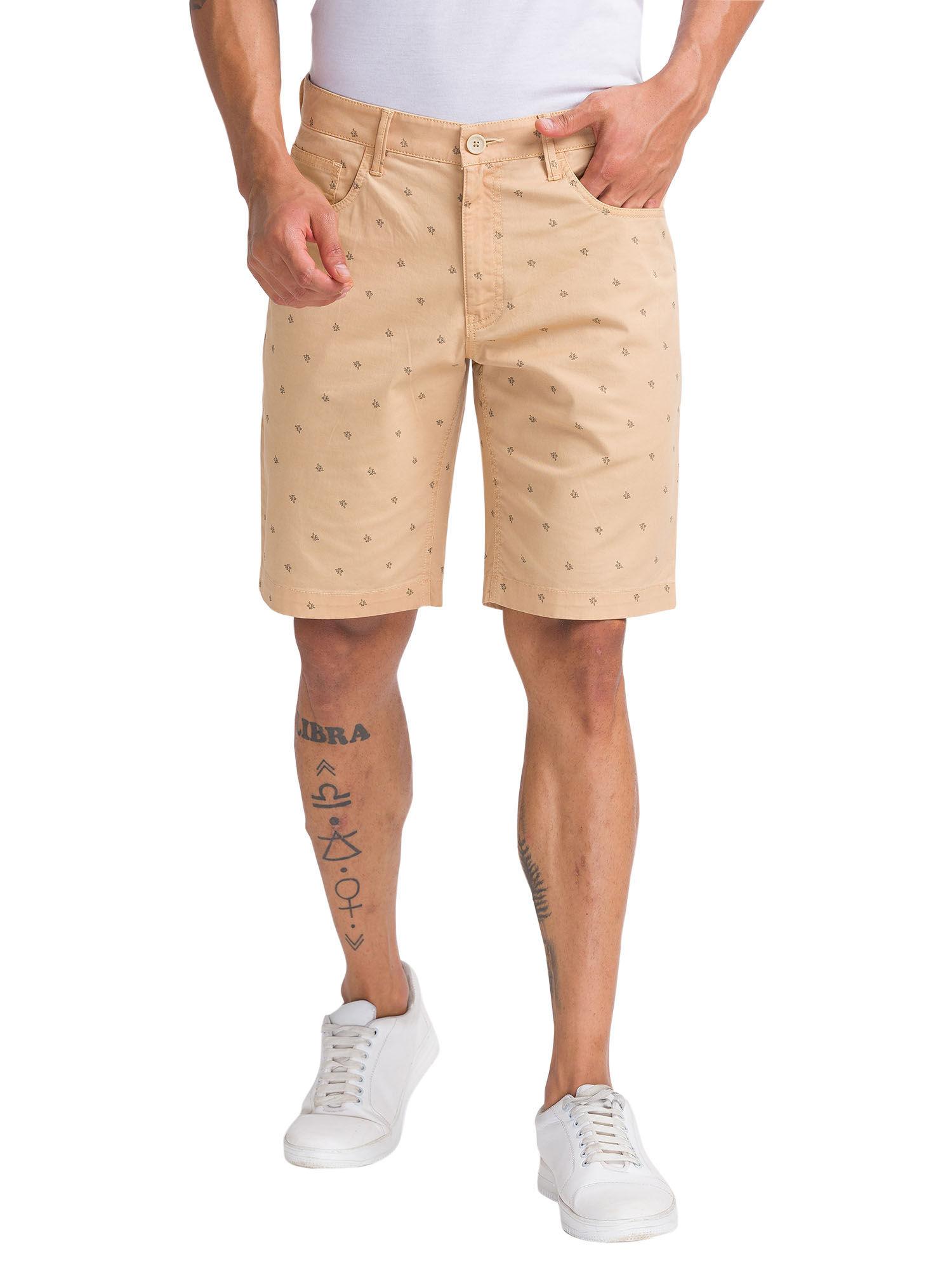 regular fit printed medium peach shorts