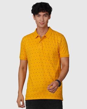 regular fit printed polo t-shirt with short sleeves