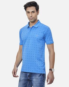 regular fit printed polo t-shirt with short sleeves