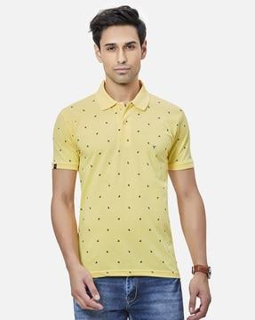 regular fit printed polo t-shirt with short sleeves