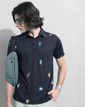 regular fit printed polo t-shirt