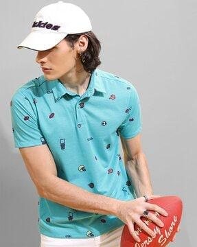 regular fit printed polo t-shirt