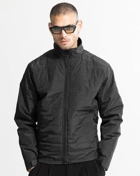 regular fit puffer jacket with slip pockets