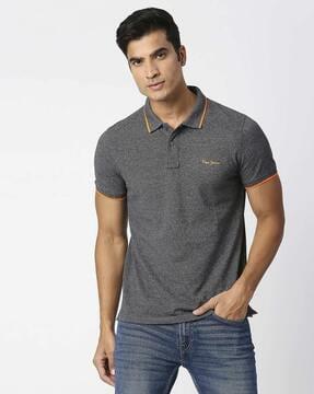 regular fit quantra polo t-shirt with contrast tipping