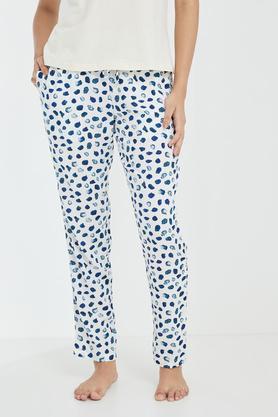 regular fit rayon women's pyjamas - white