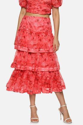 regular fit regular chiffon women's casual wear skirts - pink