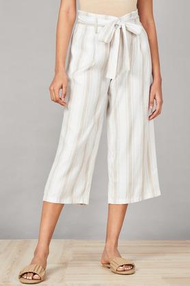 regular fit regular length polyester blend women's culottes - natural