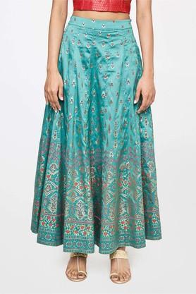 regular fit regular length polyester women's festive skirt - teal