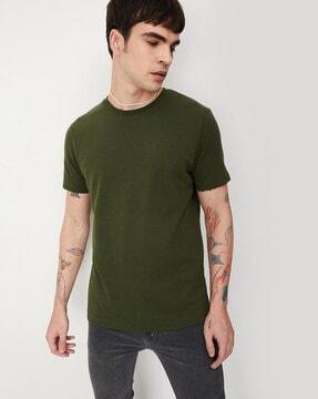 regular fit ribbed crew-neck t-shirt