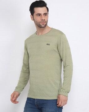 regular fit round-neck full-sleeves t-shirt