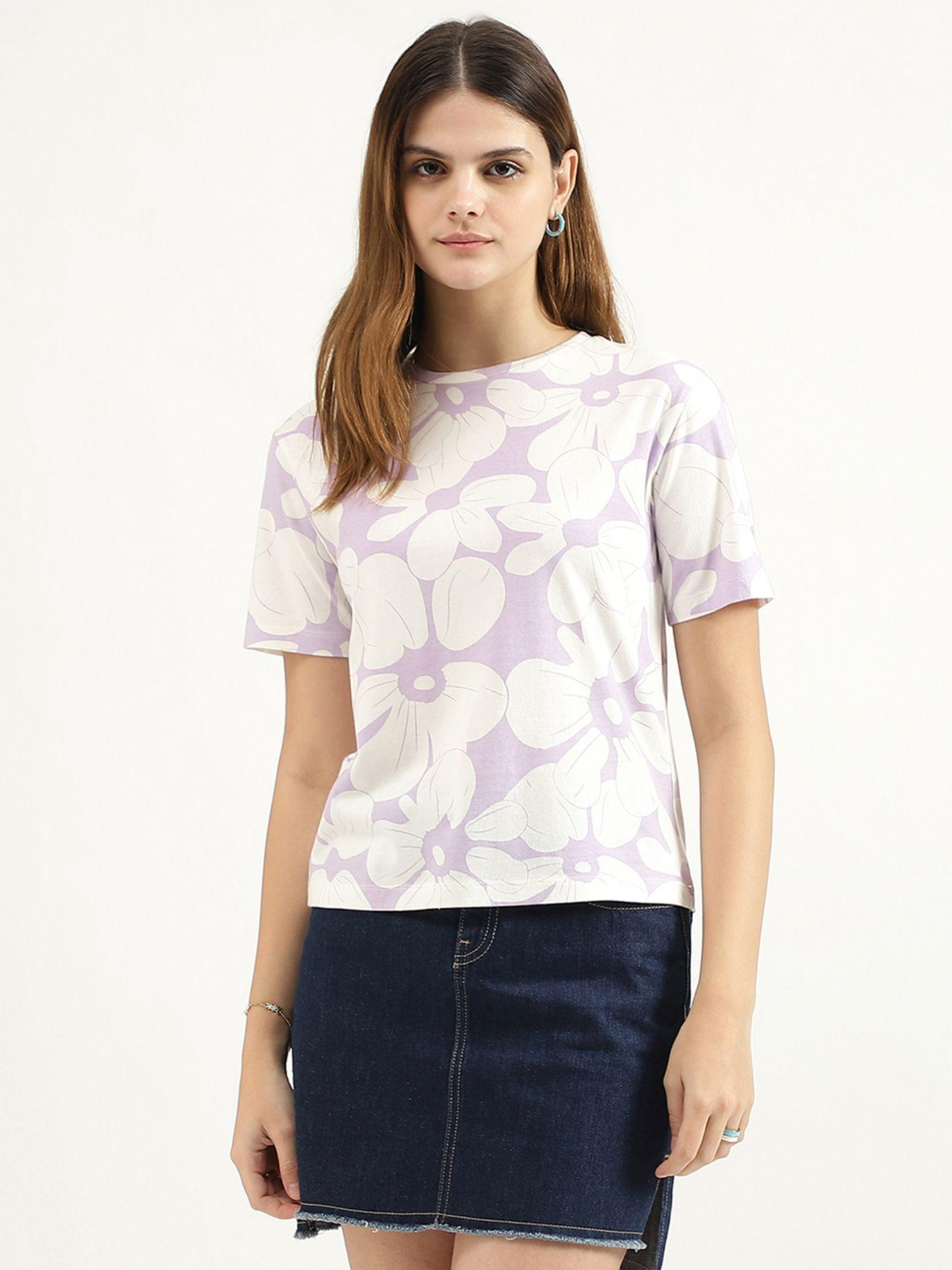 regular fit round neck printed t-shirt