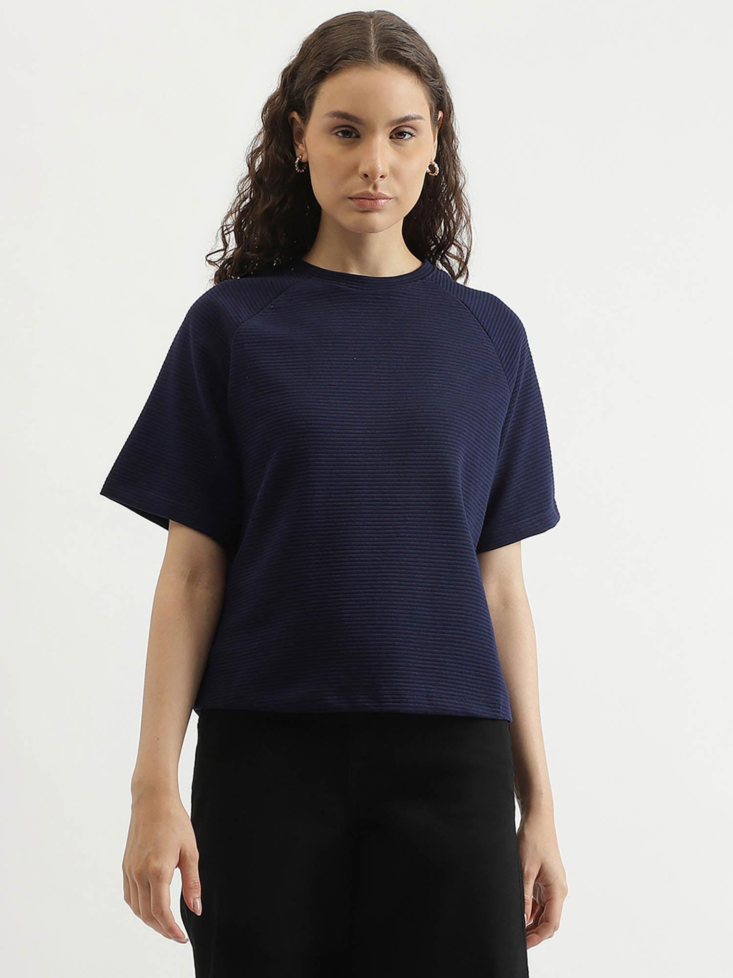 regular fit round neck ribbed t-shirt