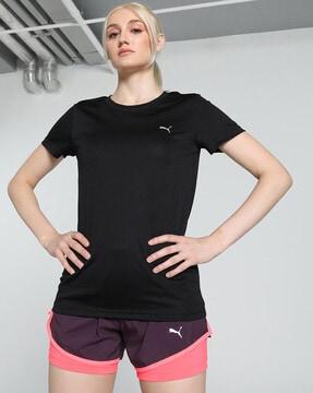 regular fit round-neck t-shirt with logo print