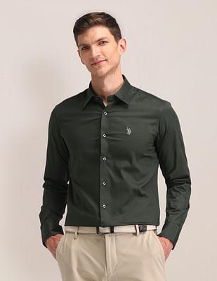 regular fit satin shirt