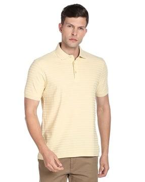 regular fit self-stripe polo t-shirt