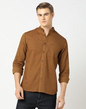 regular fit shirt with band collar