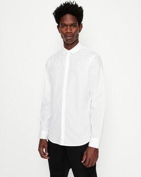 regular fit shirt with embroidered logo