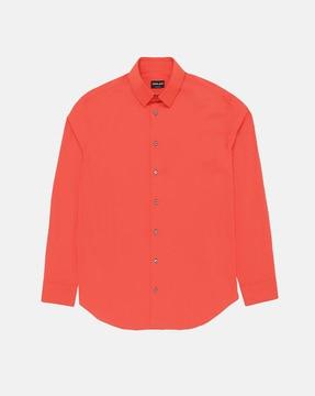 regular fit shirt with spread collar