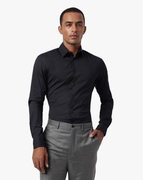 regular fit shirt with spread collar