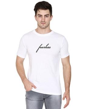 regular fit short sleeves t-shirt with typography detail