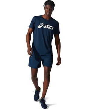 regular fit silver asics top