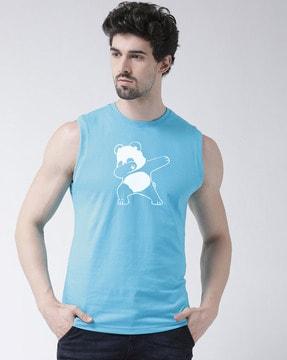 regular fit sleeveless t-shirt with graphic print