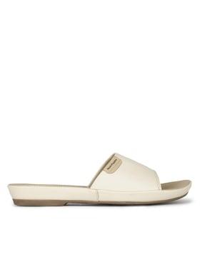 regular fit slip-on flat sandals with slide