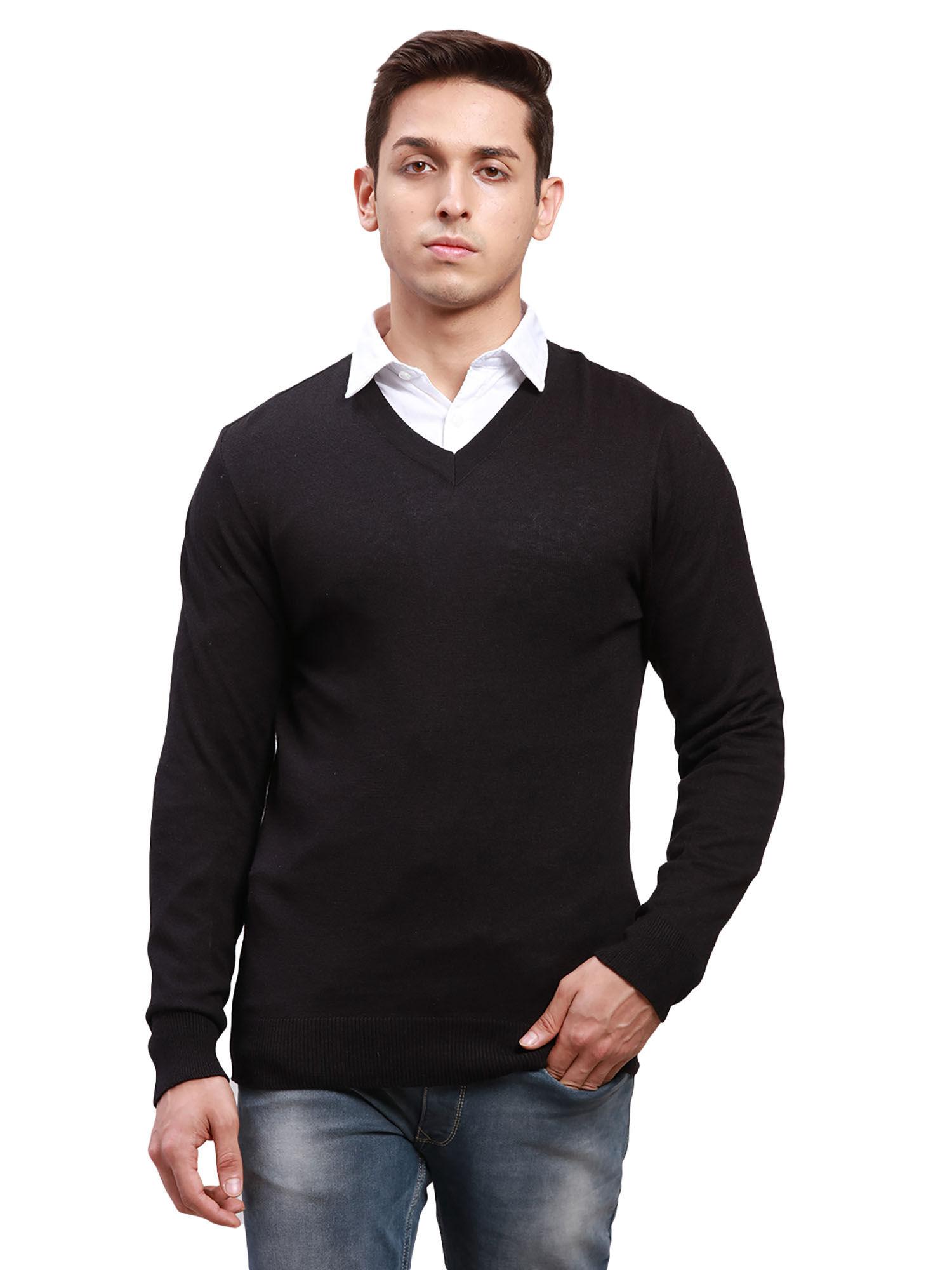 regular fit solid black sweater