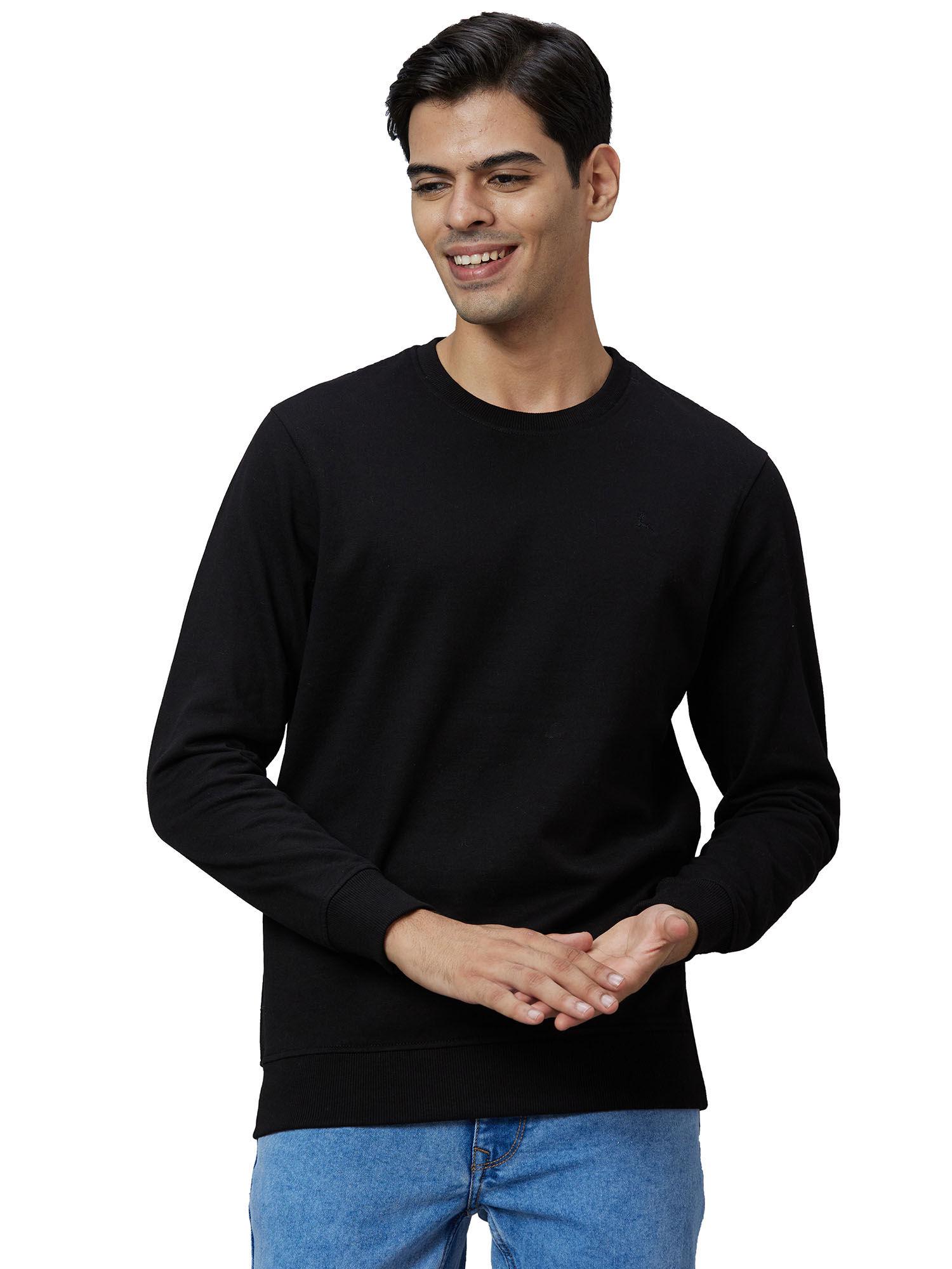 regular fit solid black sweatshirt