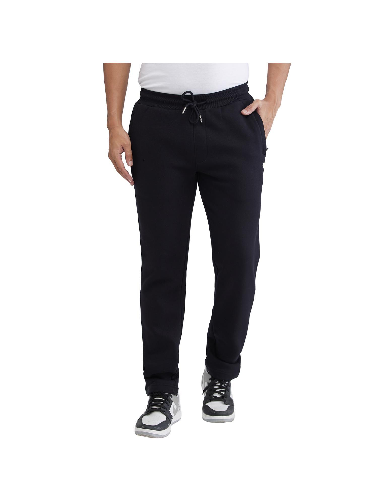 regular fit solid black track pant