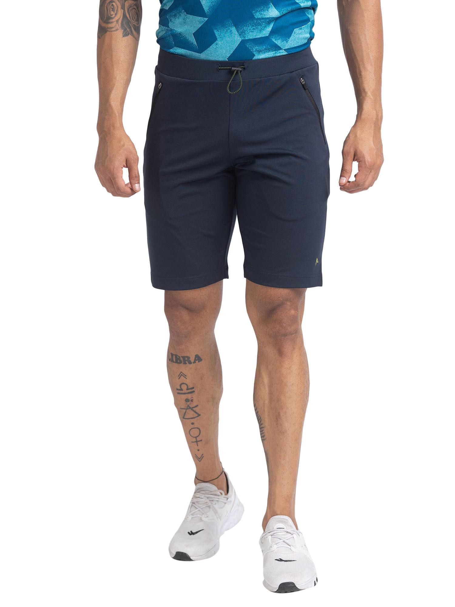 regular fit solid blue shorts