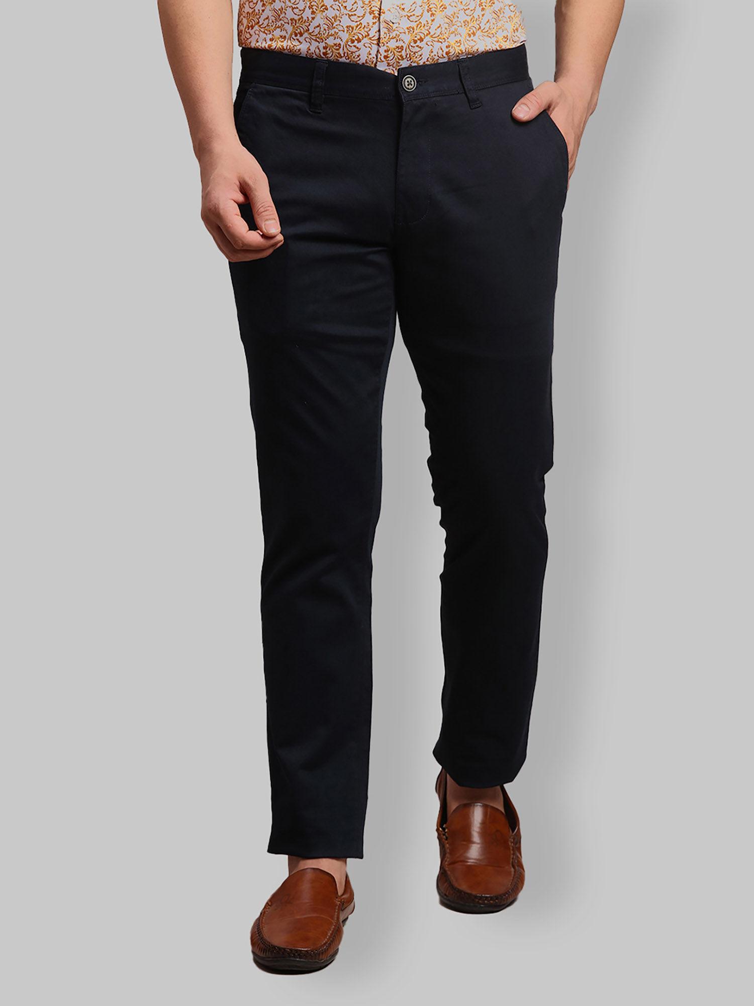 regular fit solid blue trouser