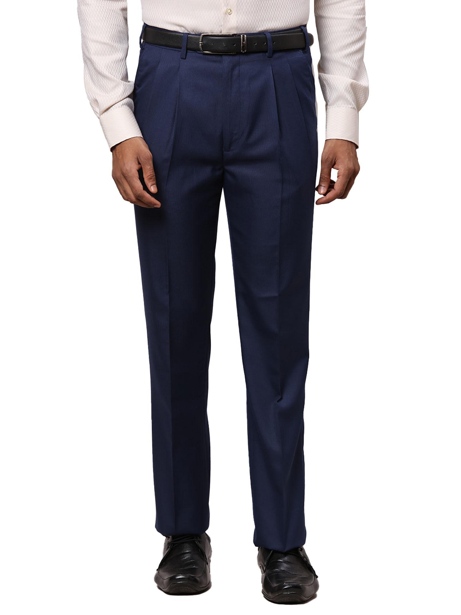 regular fit solid blue trouser