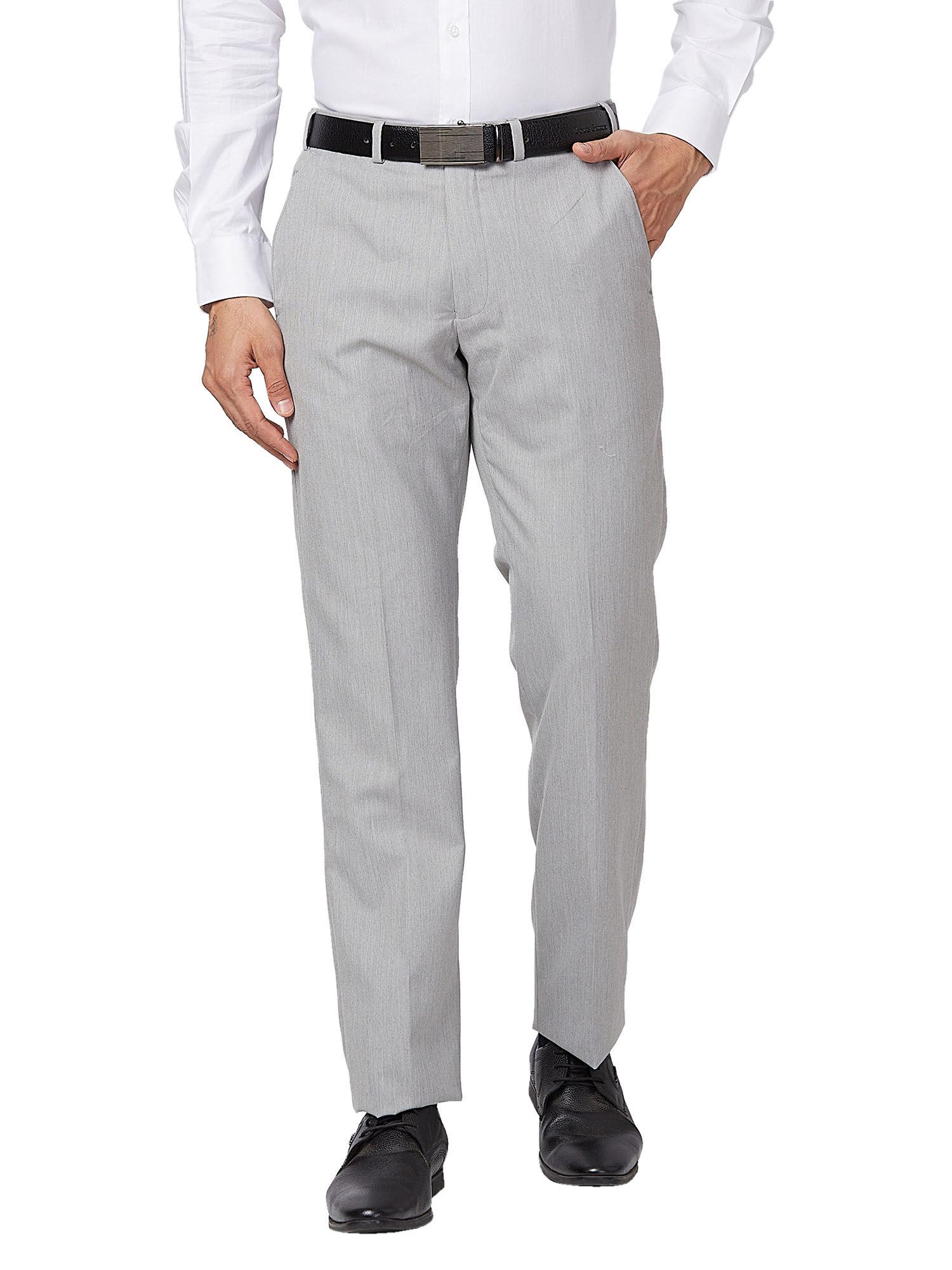 regular fit solid dark grey formal trouser