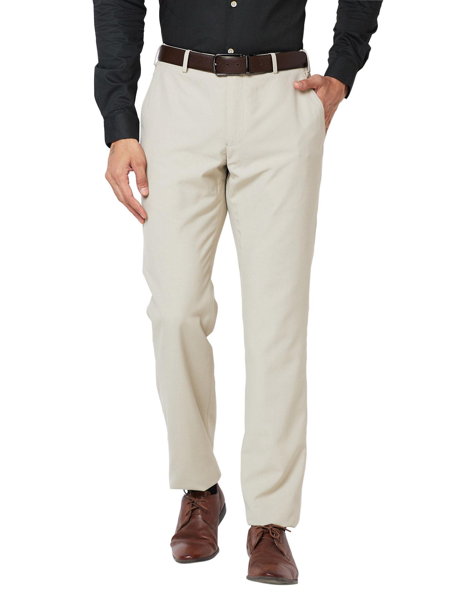 regular fit solid fawn trouser