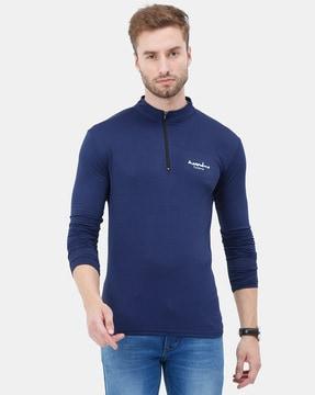 regular fit solid full-length sleeve t-shirt