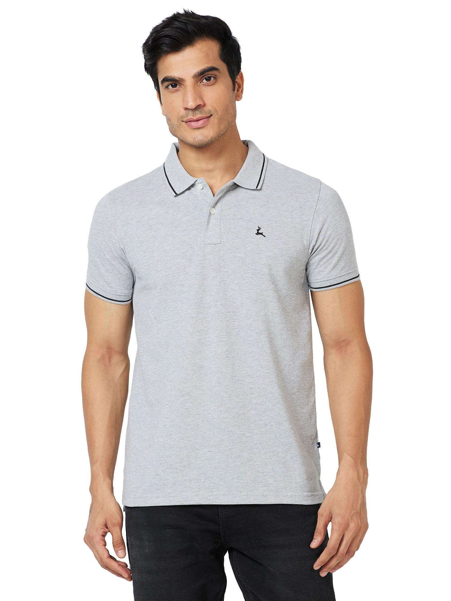 regular fit solid grey t-shirt