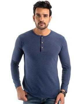 regular fit solid henley t-shirt