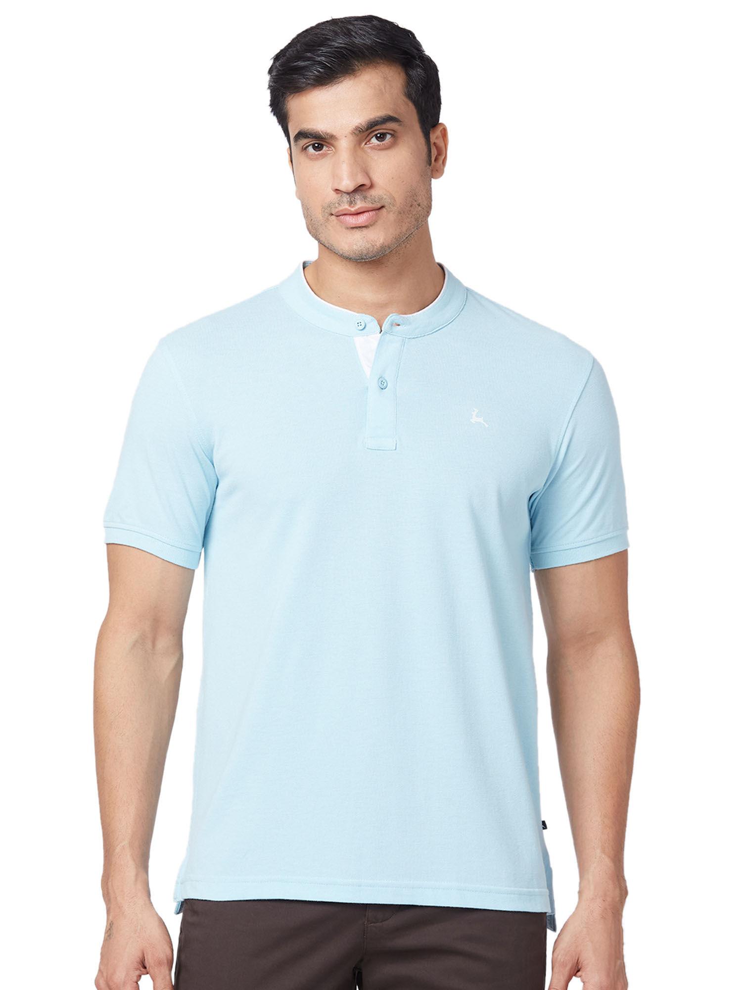 regular fit solid light blue t-shirt