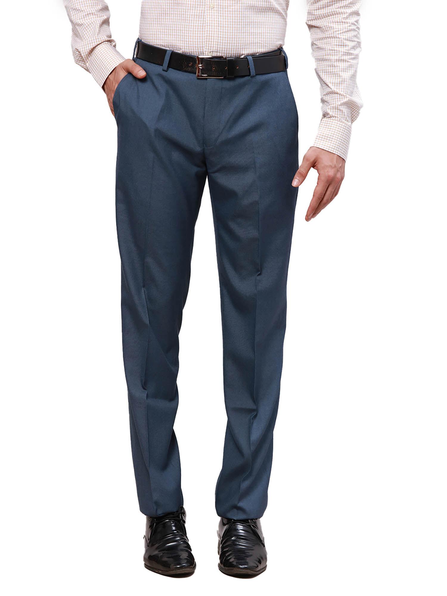 regular fit solid medium grey trouser