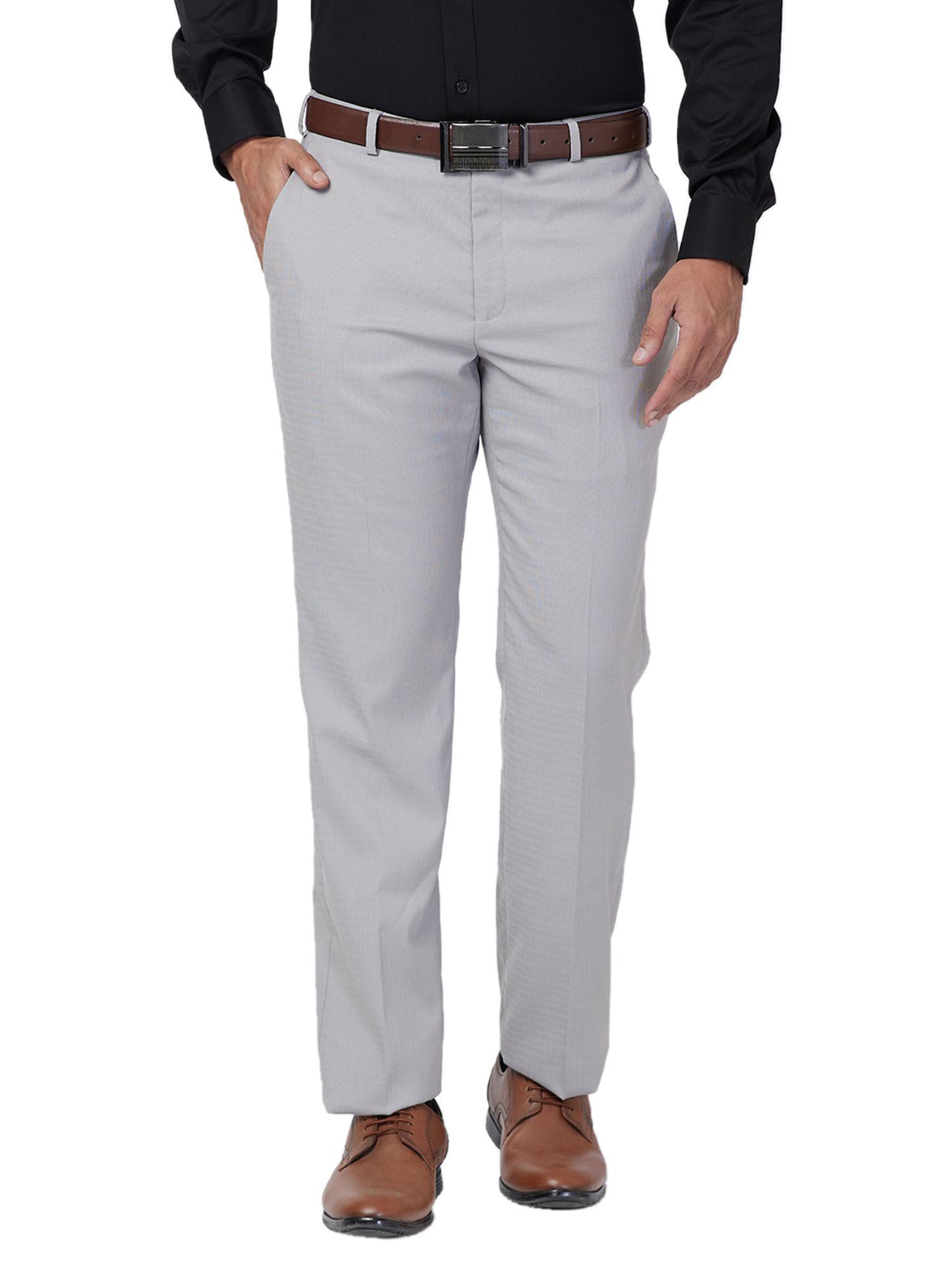 regular fit solid medium grey trouser